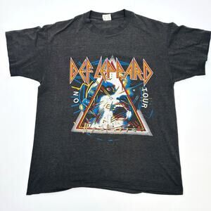VTG 80s Def Leppard Hysteria T Shirt L 87-88 Tour Rare Back Vintage Rock Band
